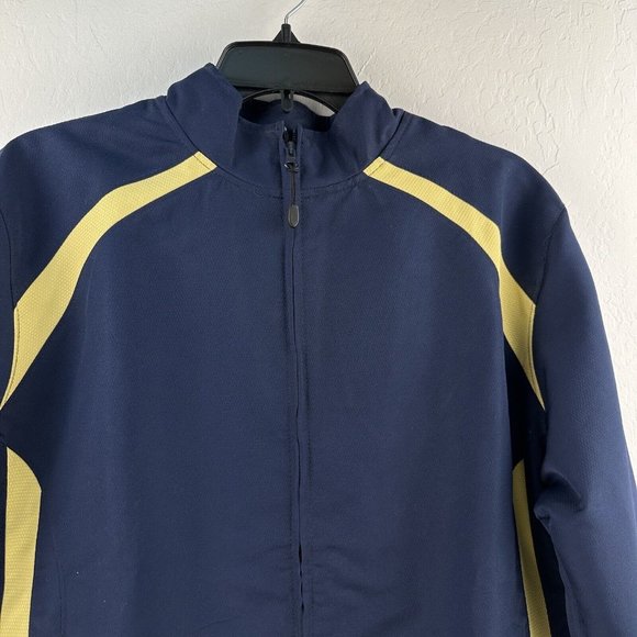 Russell Athletic Full Zip-Up Light Jacket Size L Womens Blue Yellow Pockets - Picture 3 of 10